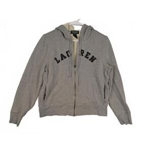 Lauren Jeans Co Full Zip Hoodie Sweatshirt Logo Graphic Womens Petite P/P